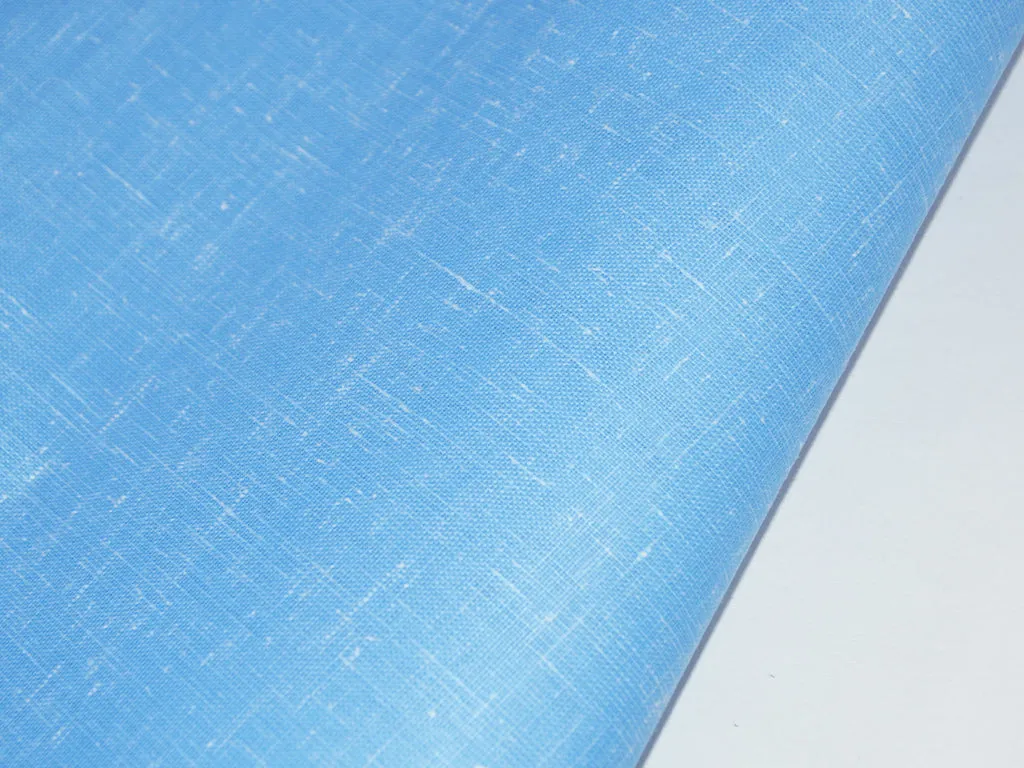 Baby Blue Cotton Linen Shirting Fabric