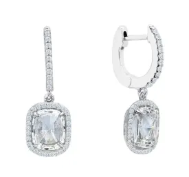 Cushion Rose Cut Halo Earrings 9E078CLP