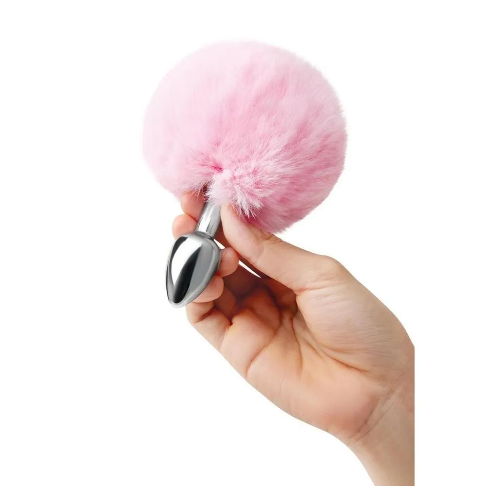 Furry Tales Pink Bunny Tail Metal Butt Plug Set