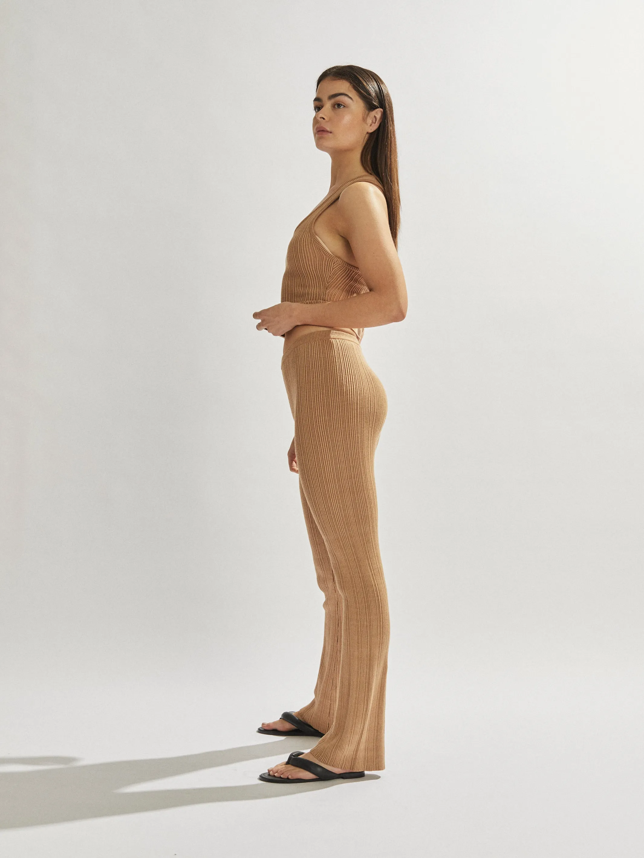 Henley Pants Tan Cropped