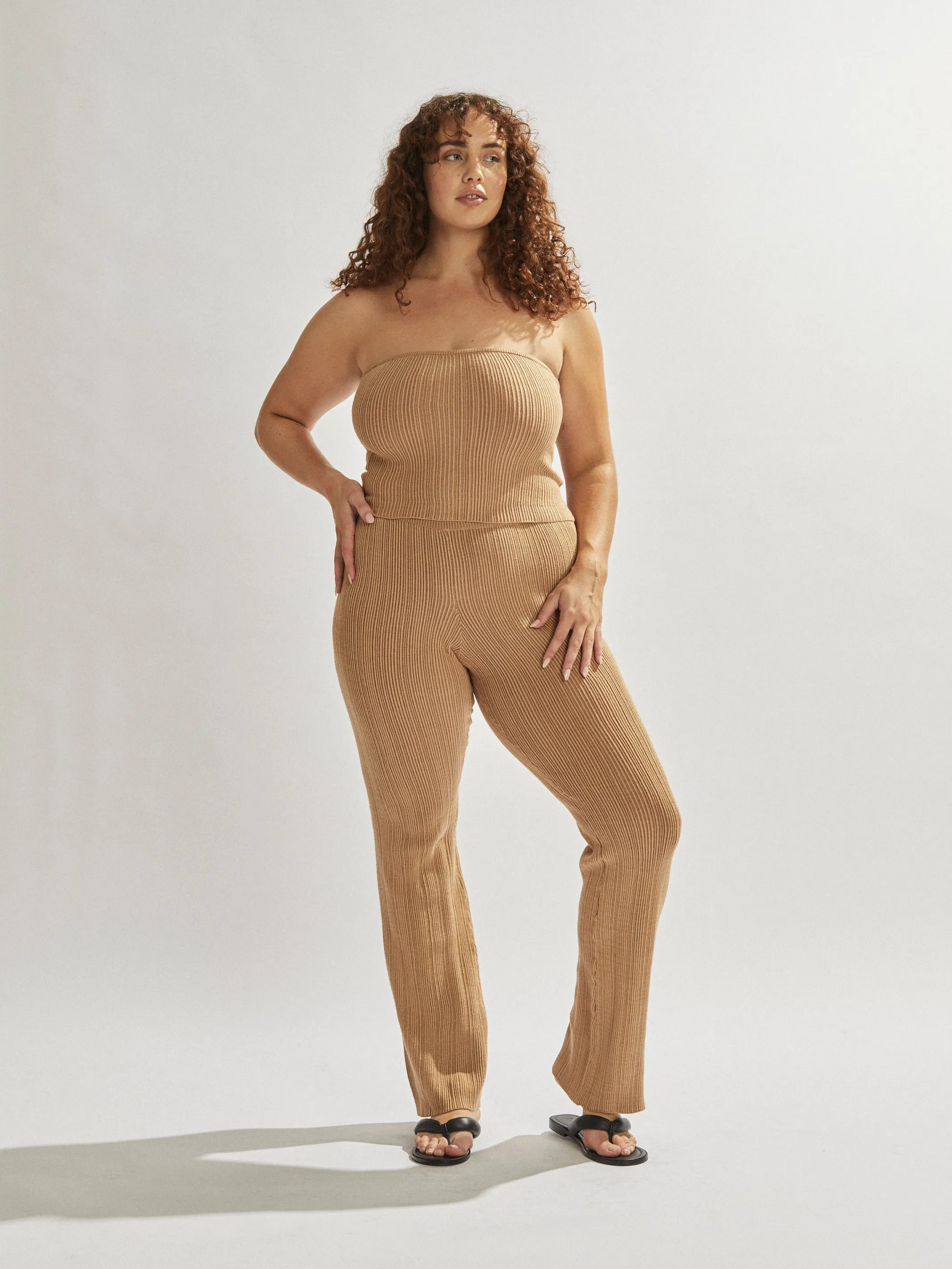 Henley Pants Tan Cropped
