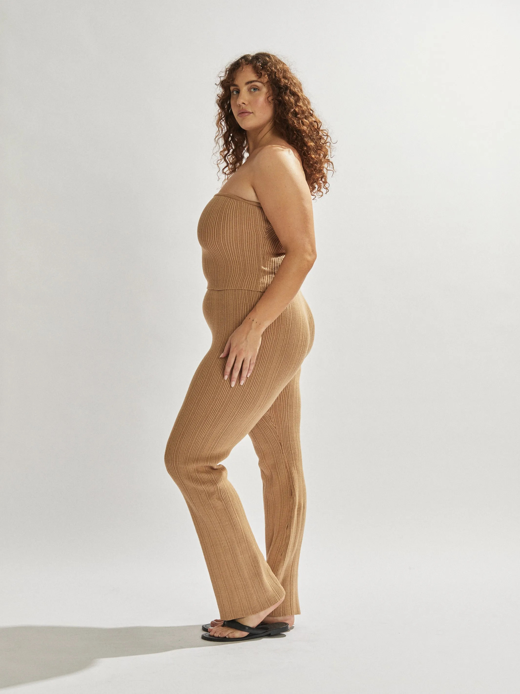 Henley Pants Tan Cropped