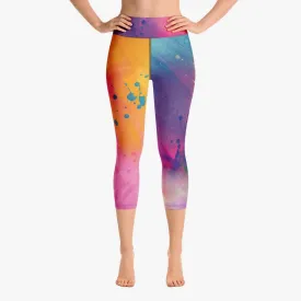 Printed Capris "Cosmic Splash" Orange/Purple/Pink