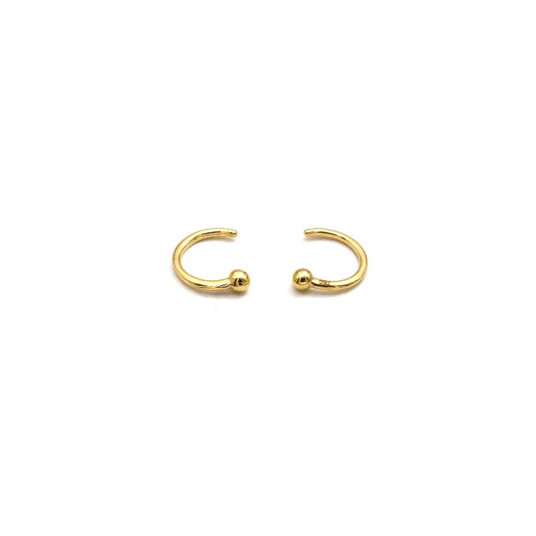 Real Gold 2MM Ball Hook Earrings Set - Model 3814 E1907
