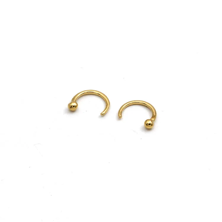 Real Gold 2MM Ball Hook Earrings Set - Model 3814 E1907