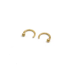 Real Gold 2MM Ball Hook Earrings Set - Model 3814 E1907