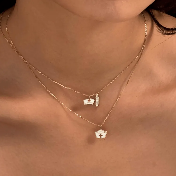 Real Gold 3 Color Nurse Adjustable Size Necklace 7893 N1406