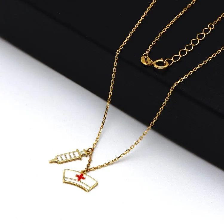 Real Gold 3 Color Nurse Adjustable Size Necklace 7893 N1406