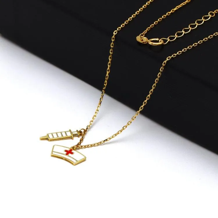 Real Gold 3 Color Nurse Adjustable Size Necklace 7893 N1406