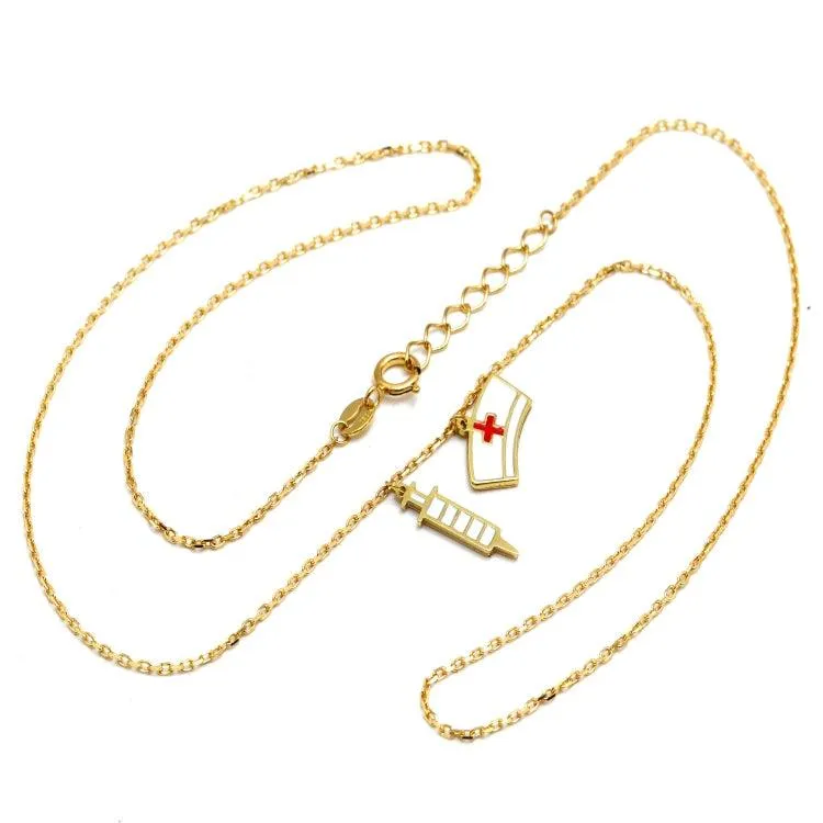 Real Gold 3 Color Nurse Adjustable Size Necklace 7893 N1406
