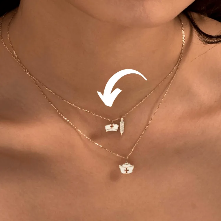 Real Gold 3 Color Nurse Adjustable Size Necklace 7893 N1406