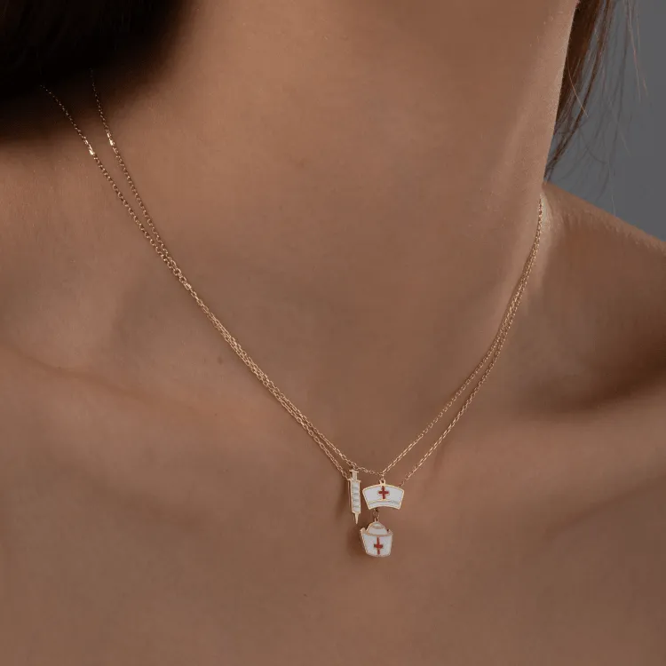 Real Gold 3 Color Nurse Adjustable Size Necklace 7893 N1406