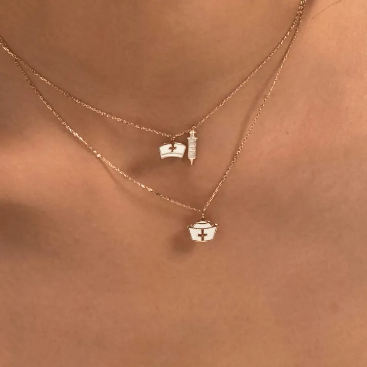 Real Gold 3 Color Nurse Adjustable Size Necklace 7893 N1406