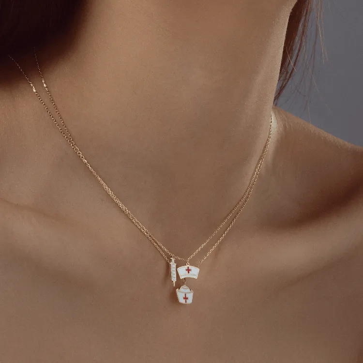 Real Gold 3 Color Nurse Adjustable Size Necklace 7893 N1406