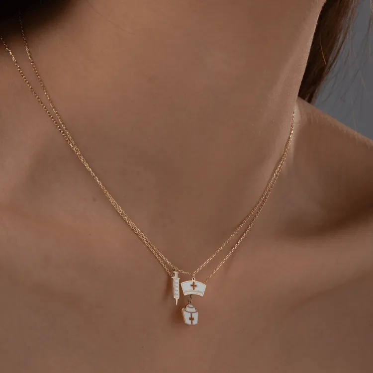 Real Gold 3 Color Nurse Adjustable Size Necklace 7893 N1406