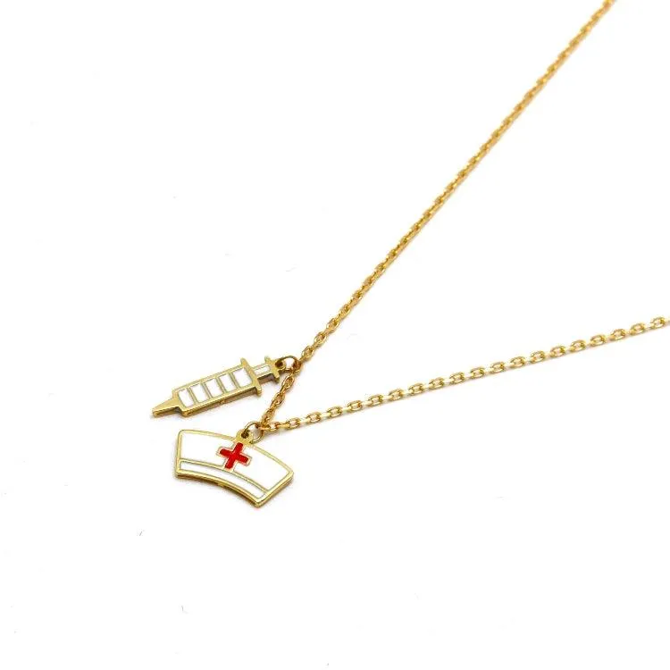 Real Gold 3 Color Nurse Adjustable Size Necklace 7893 N1406