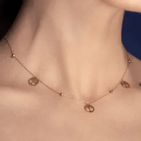 Real Gold Plain Tree Dangler Necklace With Beads 0239-11 N1326