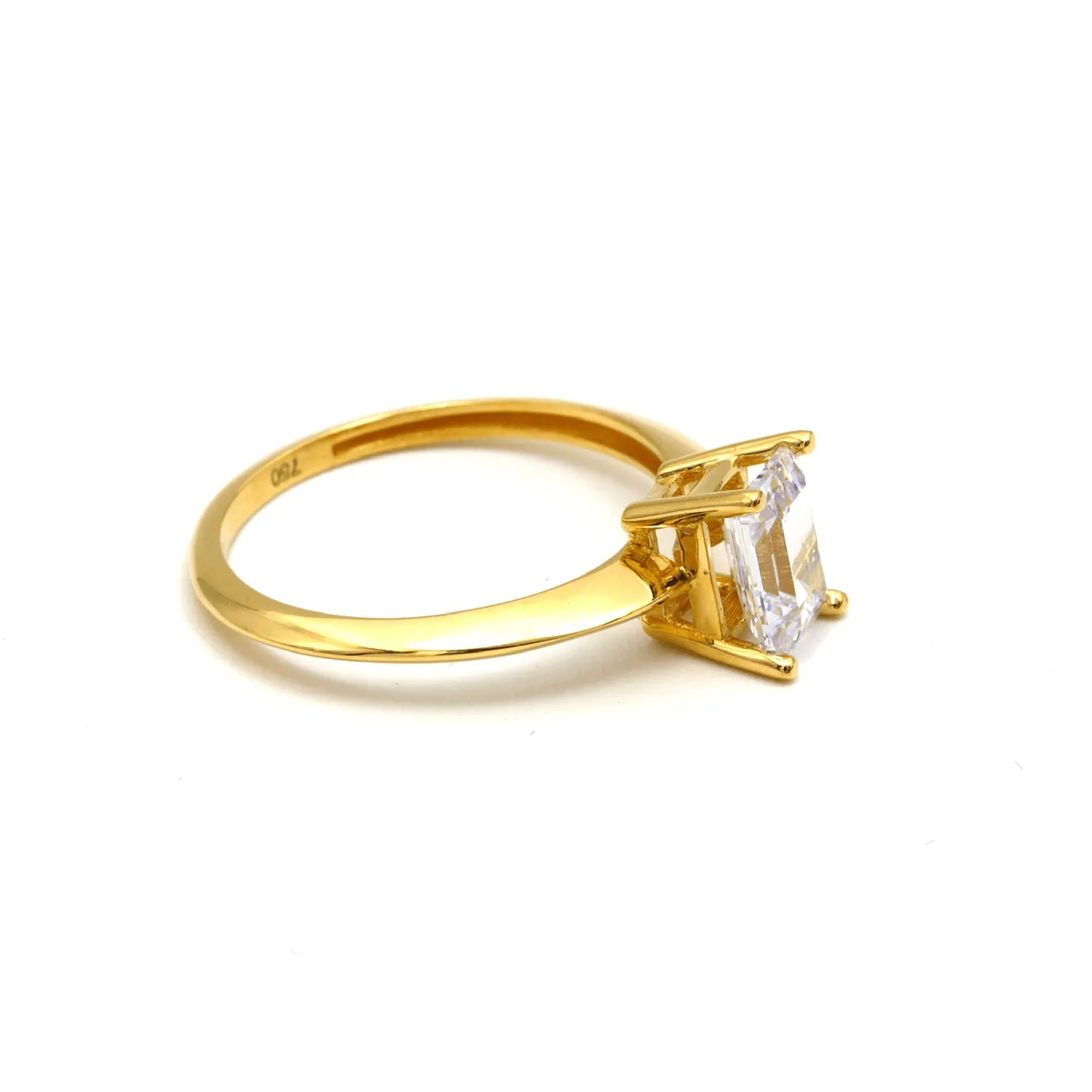 Real Gold Rectangle Stone Engagement and Wedding Ring 0107 (SIZE 5) R2211