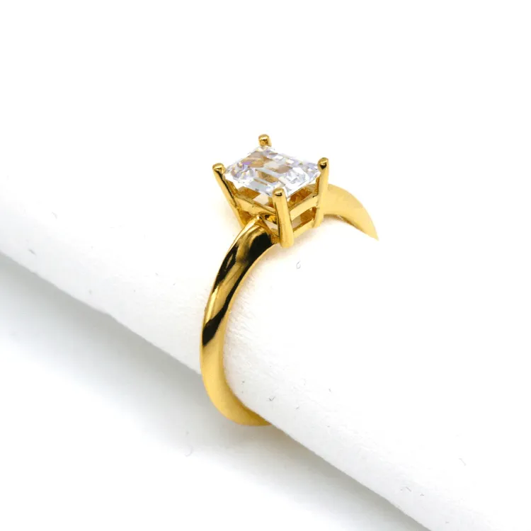 Real Gold Rectangle Stone Engagement and Wedding Ring 0107 (SIZE 5) R2211
