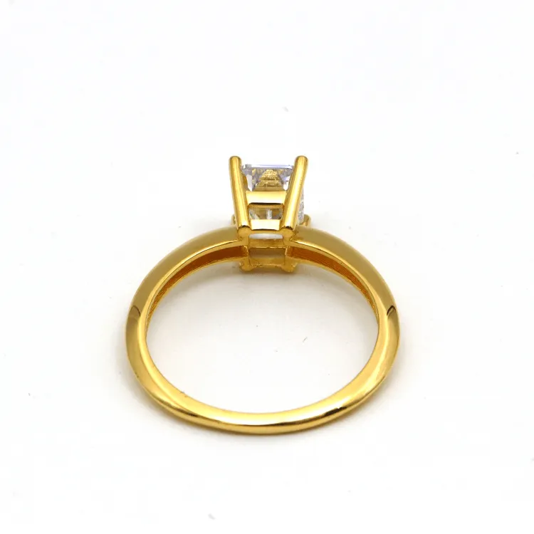 Real Gold Rectangle Stone Engagement and Wedding Ring 0107 (SIZE 5) R2211