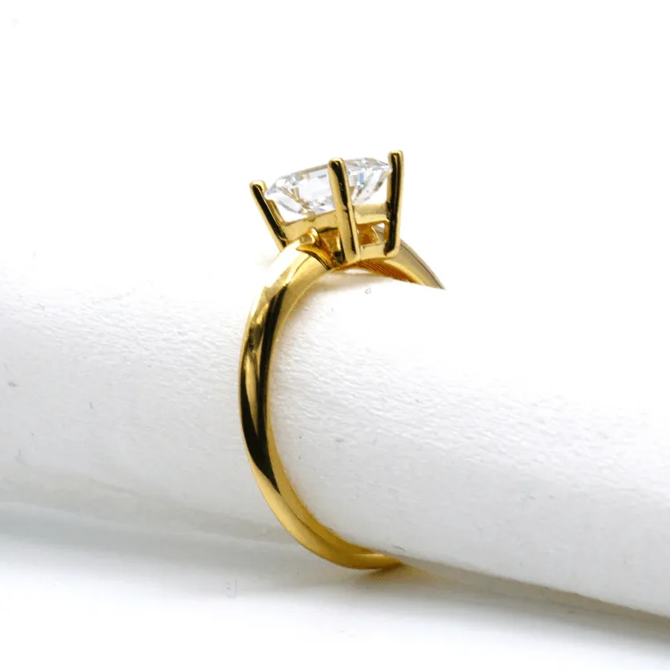 Real Gold Rectangle Stone Engagement and Wedding Ring 0107 (SIZE 5) R2211